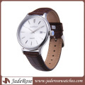 Mem′s Quartz Watch with Leather Strap Stainless Steel Watch