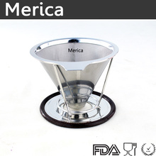 Stainless Steel Reusable Double Layer Mesh Coffee Filter with Stand