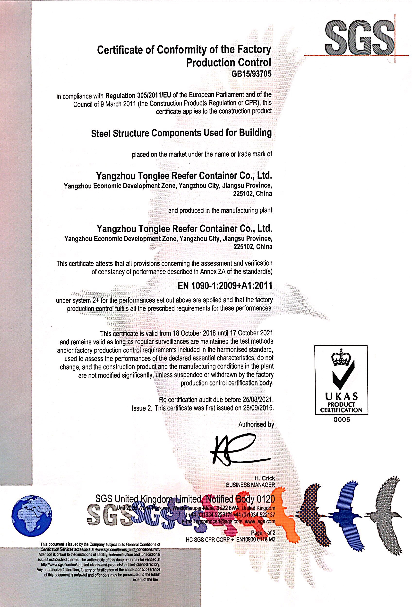 EN1090 CE certification for ISO Standard Generator Container