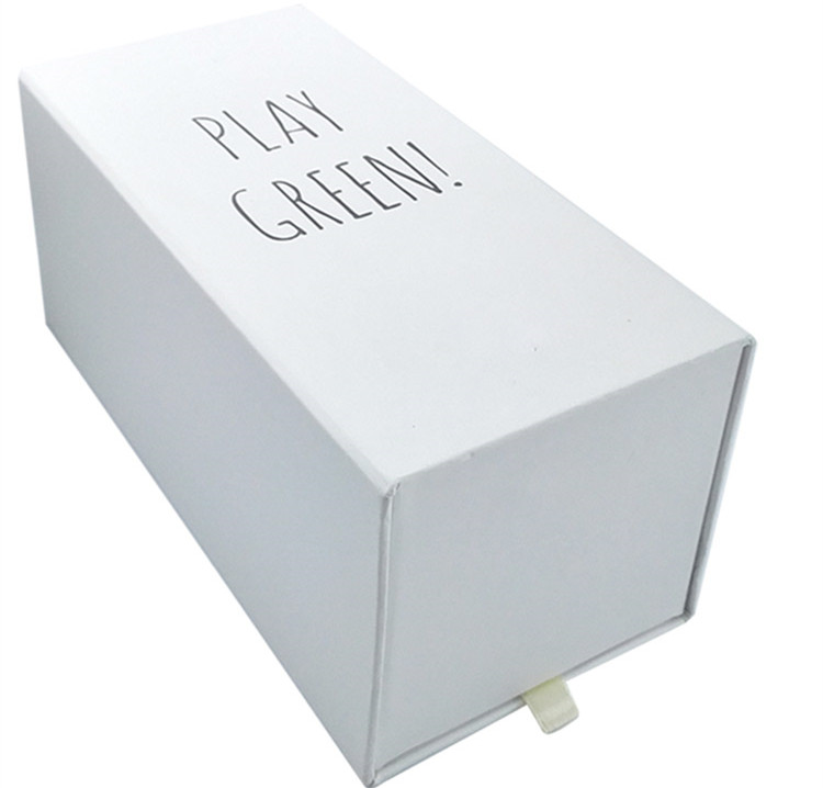 Sliding chipboard paper with ribbon cosmetic box