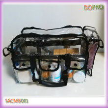 Bolso cosmético del PVC del tamaño grande PRO caja clara del tren del maquillaje (SACMB001)