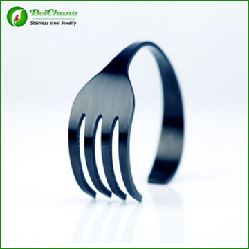 High quality 316l stainless steel silver fork Open  bracelet bangle