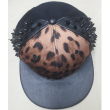 Leather fashion flat brim baseball snapback rivet cap hip-hop hat