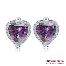 Heart Shaped Tanzanite Zircon Women′s Earrings (CER0183-B)