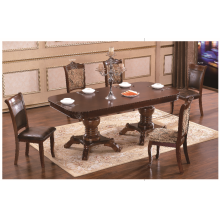 Mesa y sillas de comedor de madera maciza de diseño antiguo