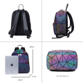 Geometric laser cut luminous women bag big capacity travel school bag for teenage girls