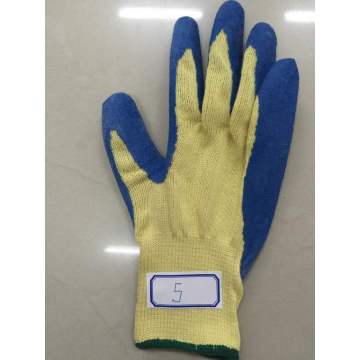 Blaue Latexpalme beschichtete Falten Inländische Para Aramid Handschuhe