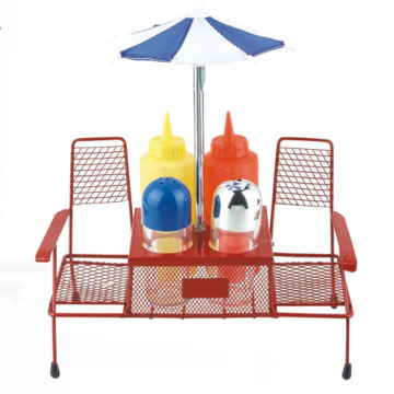 5pcs fancy BBQ condiment set with beach umbrella