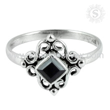 Atemberaubende Modeschmuck Schwarz Onyx Edelstein Ring Sterling Silber Schmuck Exporteur