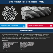 Elevator/Excavator/Fishing/Hoist/crane/Drilling compacted wire rope 6*19KWRC