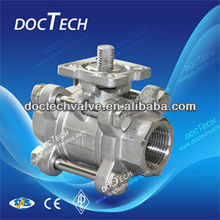 DN80/ 3" Screwed Stainless Steel CF8/CF8M 3-PC Ball Valve With High Mounting Pad 1000WOG , Handle
