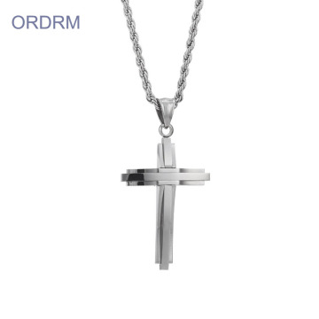 Custom Stainless Steel Cross Necklace Mens