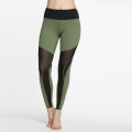 Jambières de yoga teintes de vert Pantalons de sport à mailles noires MOQ