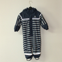 Blue Hooded PU Stripe Conjoined Raincoat/Overall for Children