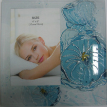 Blue Flower Glass Photo Frame In 6"X8"