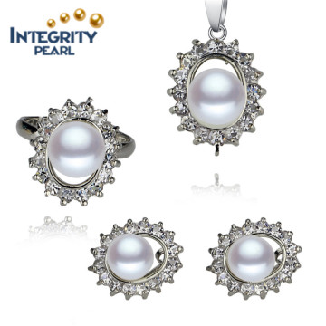 Ensemble de perles d&#39;eau douce 8.5-9mm Button Plus Ensemble de perles de couleur blanche populaire