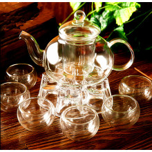 Стеклянный набор чая Стеклянная посуда Стеклянная посуда Кухонная посуда Стеклянный горшок
