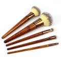 Cosmetic Brush With Wood Color Handle