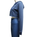 Blue Crop Top Running Sudadera con capucha para mujer