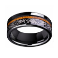 Black Tungsten Wood Inlay Engagement Rings For Her