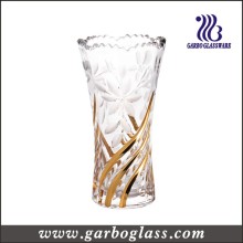 Vaso de vidro de decoração dourada (GB1505XWH-DSD)