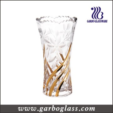 Florero de cristal de la decoración de oro (GB1505XWH-DSD)