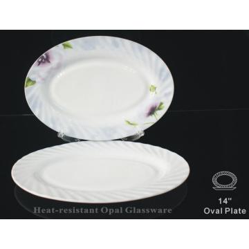 Plat de taille 14 &quot;en verre opalescent Pyrex