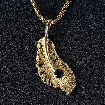 Hot Fashion Original Stainless Steel Casting Feather Pendant