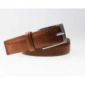 Elegant polish brown stitching leather belt man