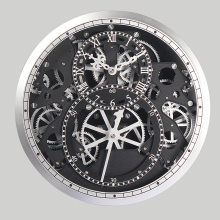 Reloj plateado con engranaje móvil para decoración de paredes