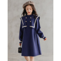 Autumn and winter British girls' college style knitted wool dress