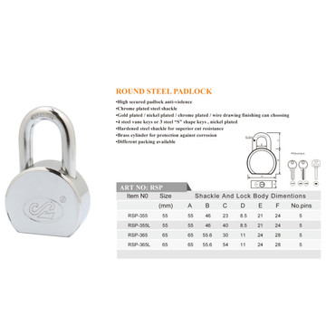 High Secured Round Steel Padlock Can Be Customize