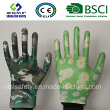 Safety Gloves Nitrile Coated Printed Garden Gloves (GN901)