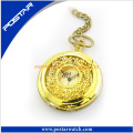 Golden Stainless Steel Case Pocket Watch with Iron Chain