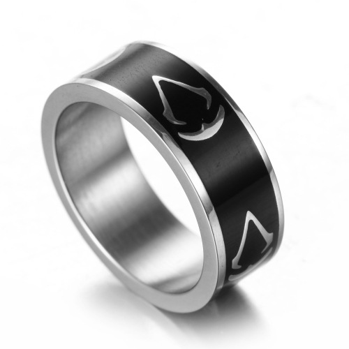 Letter Pattern Black Ring Designs Silver Color Ring