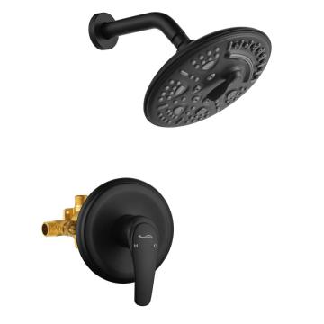 Wall Mount Matte Black Shower Faucet Set