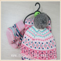 kids girls winter knit pink gloves and scarf set