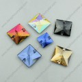 Square Flat Back Glass Beads with Hole