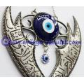 Evil Eye Crossed swords pendant ZULFIQAR scimitar wall hanging, Muslim Caliph Imam