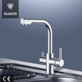 Single hole double handle kitchen faucet with filter