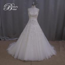 Mode robe de mariée a-ligne perles dentelle