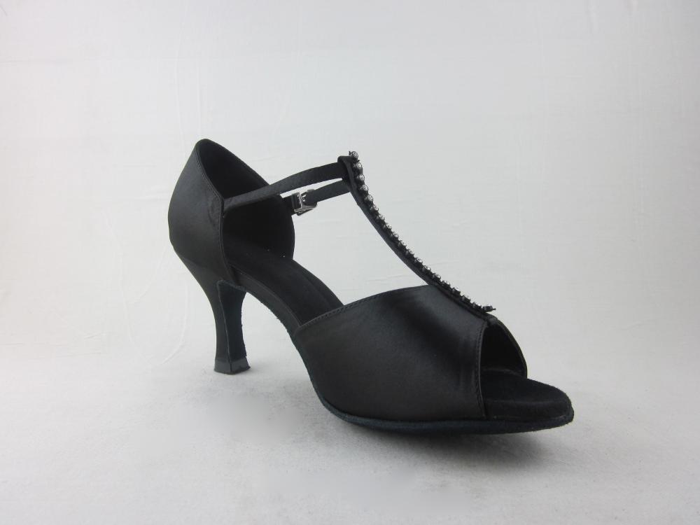 Ladies Black Satin Latin Shoes