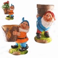 Polyresin Gnome Decoração Riding Bike Dwarf Flowerpot para Jardim