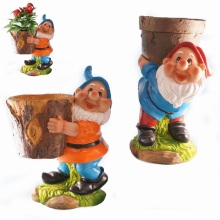 Polyresin Dwarf Blumentopf für Hof Garten Gnome Dekoration