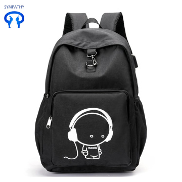 Night light backpack with USB interface student bag