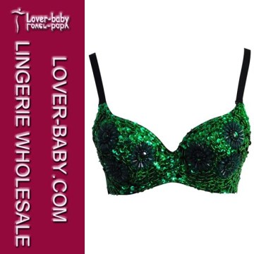 Sexy Women′s Hot Green Top Bead Brassiere (L3223-2)