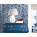 Living Room Blue Gold Lantern Shape Glass Mosaic