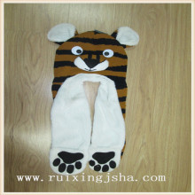 kids knitted tiger hooded scarf  3 in 1