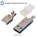 Macho soldadura de tres piezas trajes USB 2.0 Connector