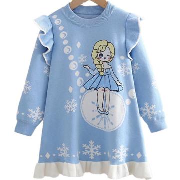 Vestido de suéter infantil personalizado de niño de dibujos animados de invierno